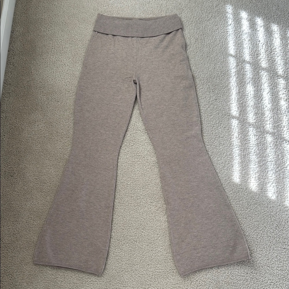 Sweater-Knit Foldover Waist Flare Pants